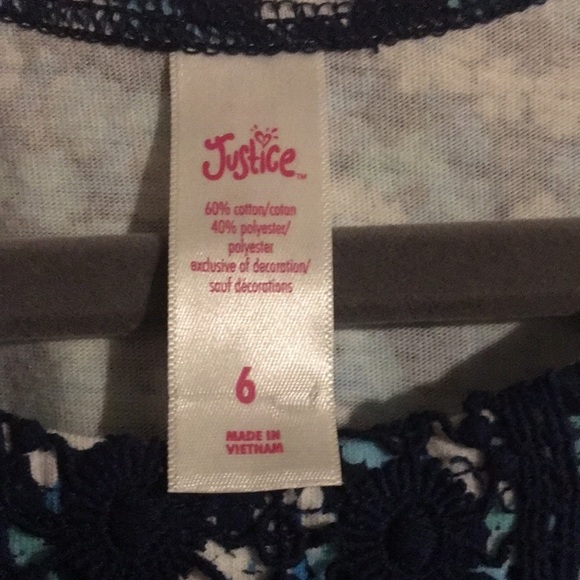 JUSTICE Blue Flower Romper: Size6 - Picture 4 of 6